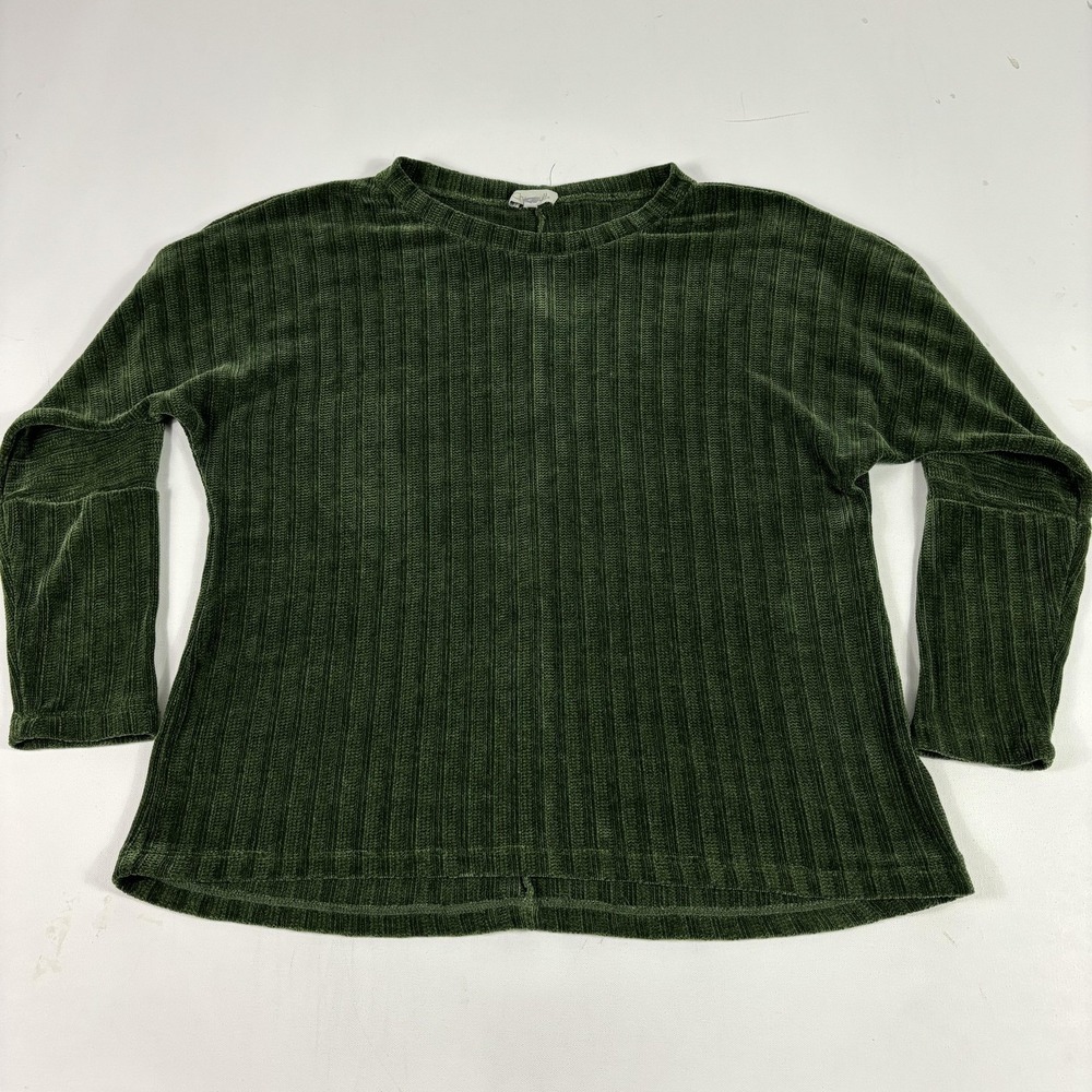 Chenault Sweater‎ Womens XL Green Polyester Ribbed Crew Neck Knit Pullover